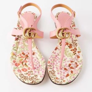 NEW pink Gucci Marmont butterfly pink floral sandals